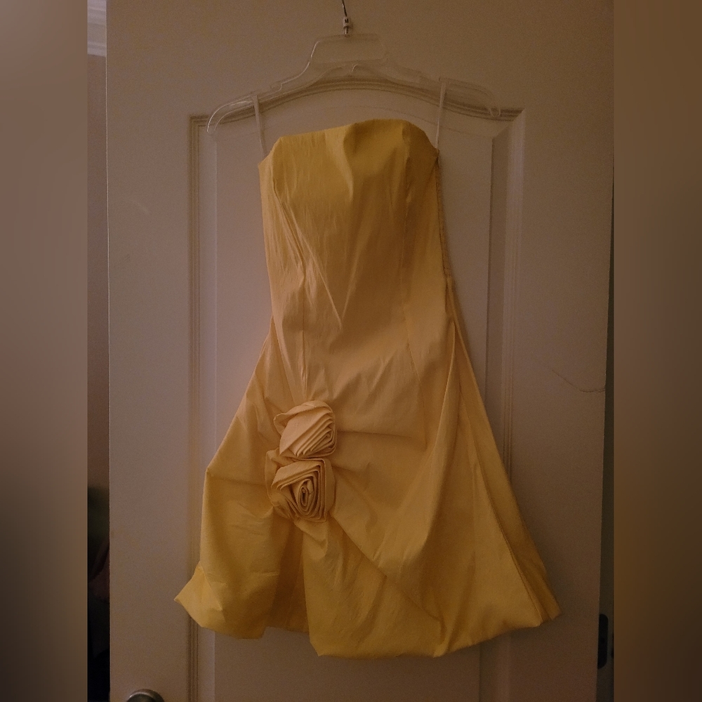 NWOT Yellow Strapless Bubble Skirt Dress